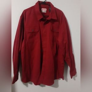 Wrangler Flex For Comfort Button Shirt Men's 2XL Long Sleeve Pocket Red